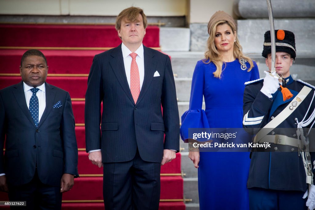 King Willem-Alexander Of The Netherlands & Queen Maxima Welcome The President of Mozambique To The Hague