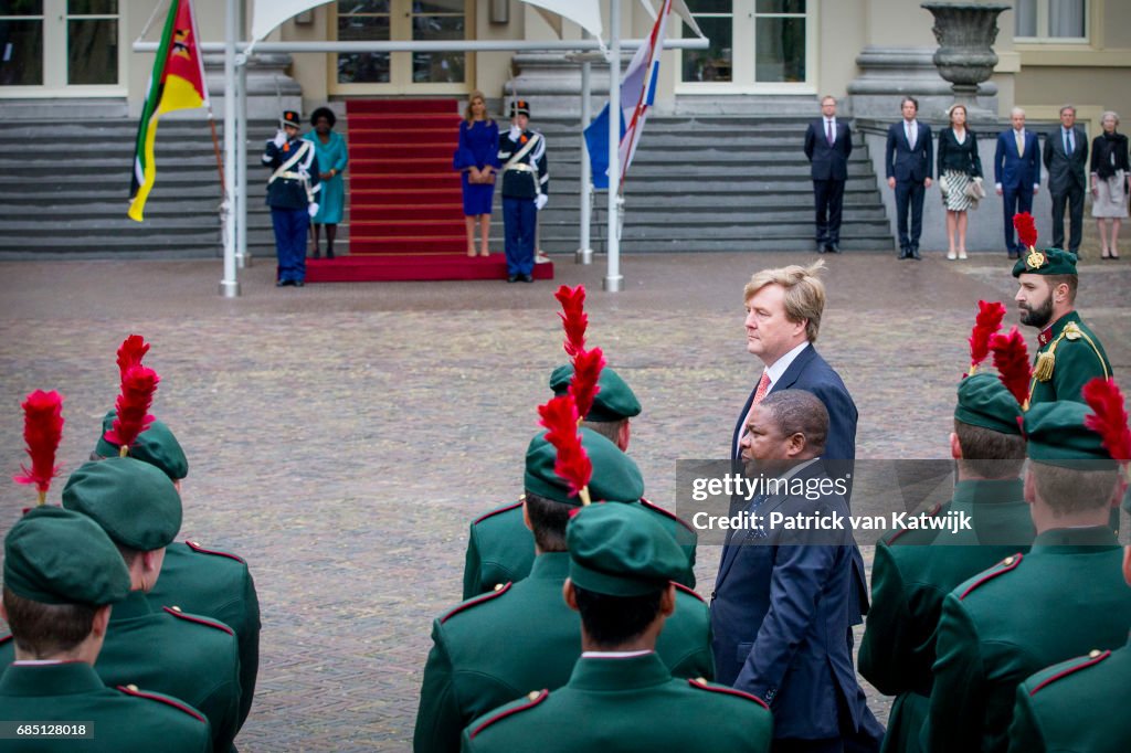 King Willem-Alexander Of The Netherlands & Queen Maxima Welcome The President of Mozambique To The Hague