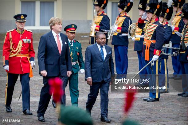 King Willem-Alexander of The Netherlands welcomes President Filipe Nyusi of Mozambique at Palace Noordeinde on May 19, 2017 in The Hague, Netherlands.