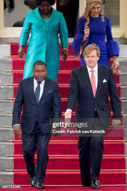 King Willem-Alexander of The Netherlands and Queen Maxima of The Netherlands welcome President Filipe Nyusi of Mozambique and his wife Isaura Nyusi...