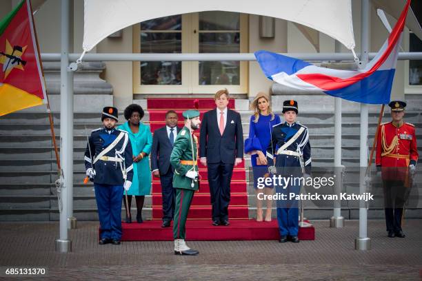 King Willem-Alexander of The Netherlands and Queen Maxima of The Netherlands welcome President Filipe Nyusi of Mozambique and his wife Isaura Nyusi...