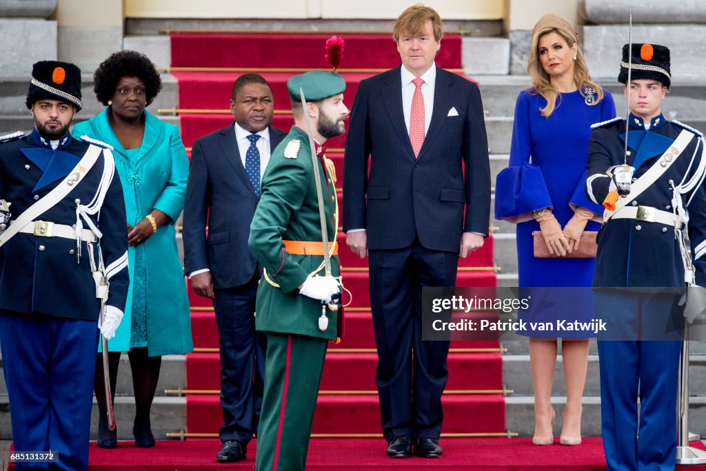 King Willem-Alexander Of The Netherlands & Queen Maxima Welcome The President of Mozambique To The Hague