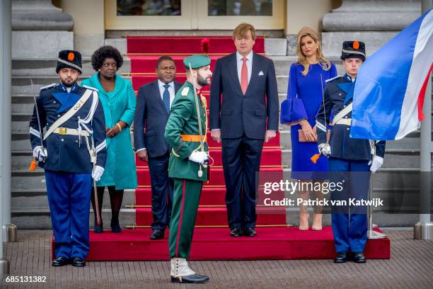 King Willem-Alexander of The Netherlands and Queen Maxima of The Netherlands welcome President Filipe Nyusi of Mozambique and his wife Isaura Nyusi...