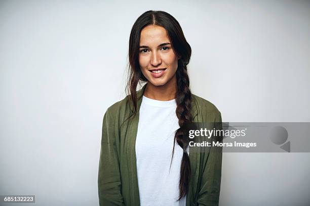 businesswoman with braided hair over white - pessoas imagens e fotografias de stock