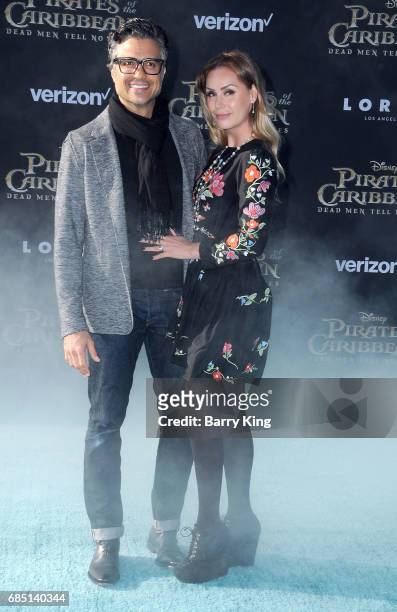 Actor Jaime Camil and Heidi Balvanera attend the premiere of Disney's 'Pirates Of The Caribbean: Dead Men Tell No Tales' at Dolby Theatre on May 18,...