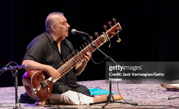 Indian musician Ustad Shujaat Husain Khan plays sitar performs with his ensemble at the World Music Institute/South Asia Institute 'Masters of Indian...