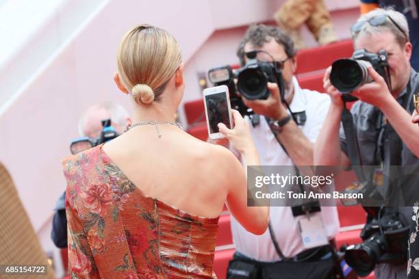 Amber Valletta attend the "Wonderstruck " screening during the 70th annual Cannes Film Festival at Palais des Festivals on May 18, 2017 in Cannes,...