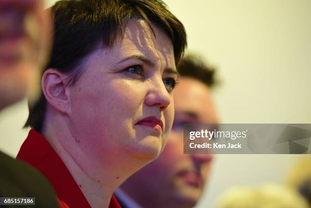 Scottish Conservative leader Ruth Davidson listens to Prime Minister Theresa May speaking at the launch of the party's general election manifesto, on...