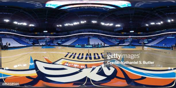 An interior general view of Chesapeake Energy Arena in Oklahoma City, Oklahoma on April 21 during the 2017 NBA Playoffs. NOTE TO USER: User expressly...