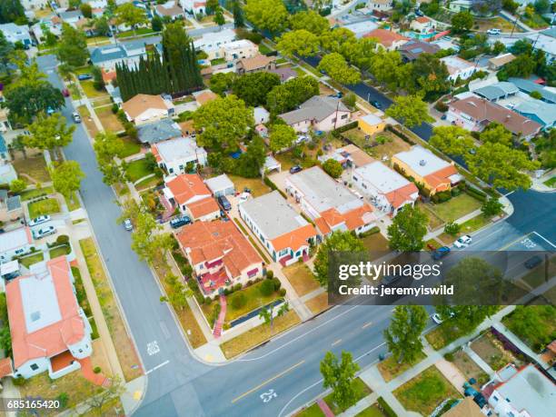 aerial of a neighborhood - alhambra city of los angeles stock pictures, royalty-free photos & images