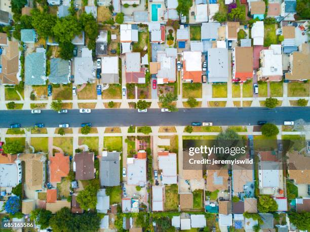 aerial of a neighborhood - alhambra city of los angeles stock pictures, royalty-free photos & images