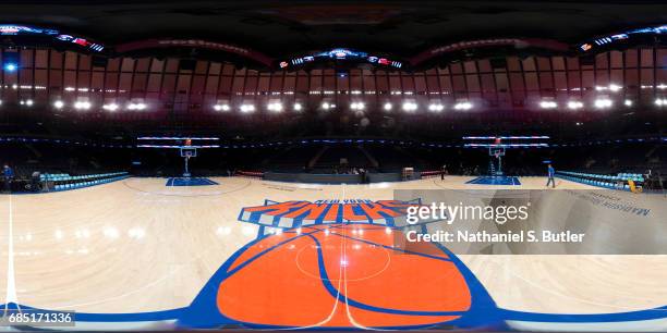 General view of the arena before the game between the Washington Wizards and the New York Knicks on April 6, 2017 at Madison Square Garden in New...