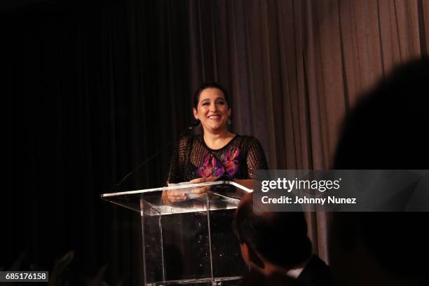 Co-Founder of Glasswing, Celina de Sola speaks onstage at the Glasswing International 10th Anniversary Gala at Tribeca Rooftop on May 18, 2017 in New...