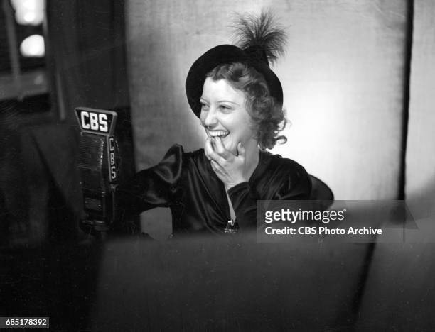 Pictured is Singer Jeanette MacDonald, star of Vicks Open House, musical variety radio program. Image dated February 1, 1938. Hollywood, CA.