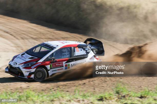 Juho Hanninen and Kaj Lindstrom in Toyota Yaris WRC of Toyota Gazoo Racing WRT in action during the shakedown of WRC Vodafone Rally de Portugal 2017,...