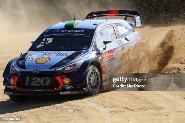 Hayden Paddon and John Kennard in Hyundai i20 Coupe WRC of Hyundai Motorsport in action during the shakedown of WRC Vodafone Rally de Portugal 2017,...