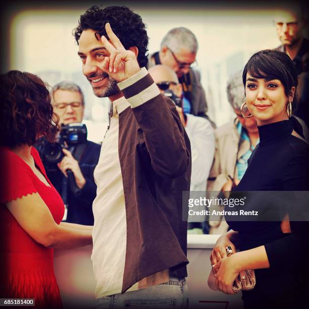 Director Kaouther Ben Hania, Actors Ghanem Zrelli and Mariam Al Ferjani attend 'Alaka Kaf Ifrit ' Photocall during the 70th annual Cannes Film...