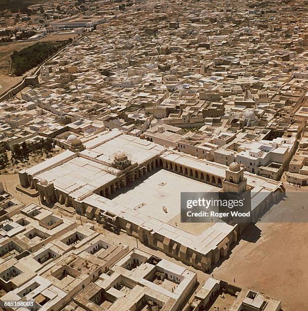 Aerial View of the Great Mosque and Town of Kairouan, Tunisia