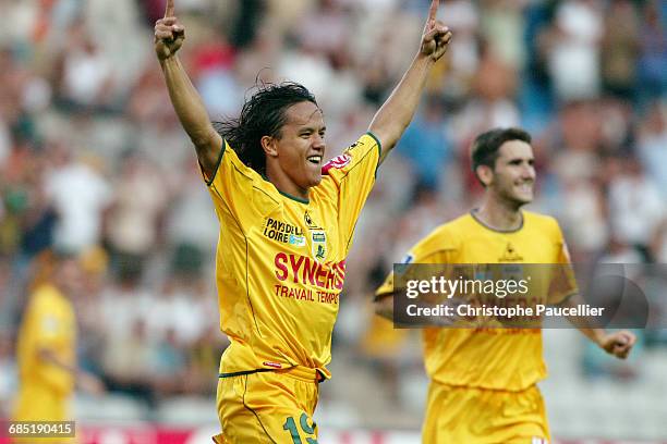 French Soccer Championship, League 1, Nantes vs. Lens. Marama Vahirua celebrates his goal.