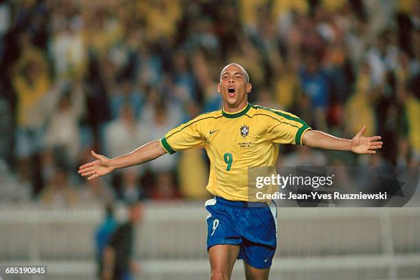 Brazil's Ronaldo during the 1998 Soccer World Cup match against Chile.