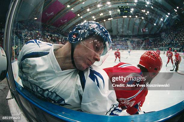 Ice hockey match between Finland and Russia at the 1994 Winter Olympics.