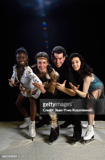 French figure skaters Surya Bonaly, Philippe Candeloro, Stephane Bernadis and Sarah Abitbol.