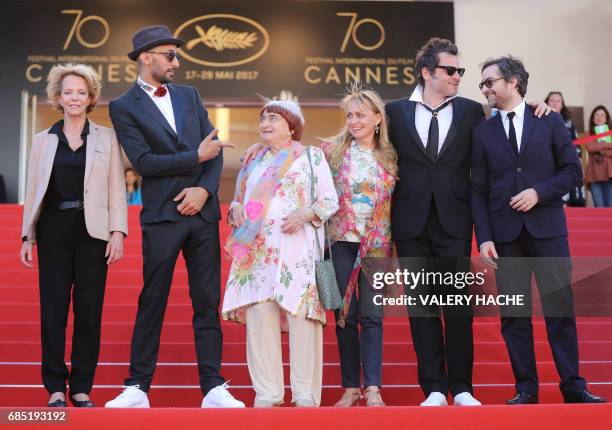 The President of the CNC Frederique Bredin, French artist and photographer JR, French director Agnes Varda, French costume designer Rosalie...