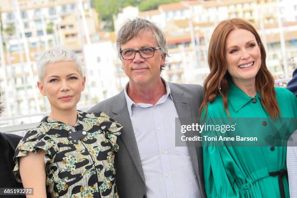 Michelle Williams,Todd Haynes and Julianne Moore attend the "Wonderstruck" photocall during the 70th annual Cannes Film Festival at Palais des...