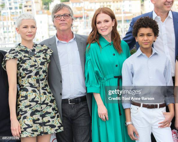 Michelle Williams,Todd Haynes, Julianne Moore, Millicent Simmonds and Jaden Michael attend the "Wonderstruck" photocall during the 70th annual Cannes...