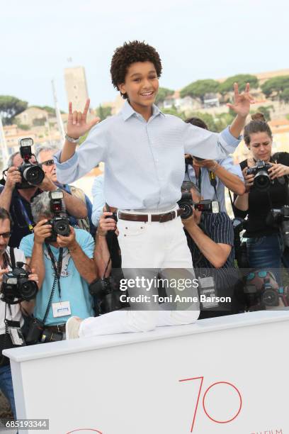 Jaden Michael attends the "Wonderstruck" photocall during the 70th annual Cannes Film Festival at Palais des Festivals on May 18, 2017 in Cannes,...