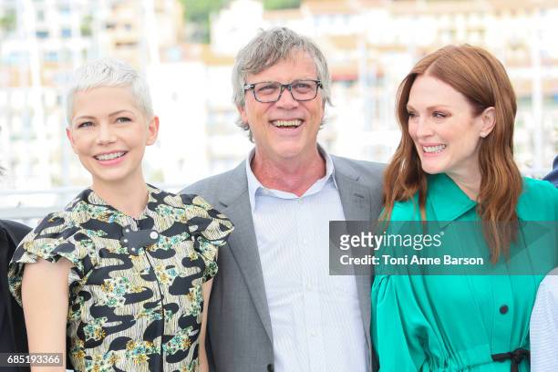 Michelle Williams,Todd Haynes and Julianne Moore attend the "Wonderstruck" photocall during the 70th annual Cannes Film Festival at Palais des...