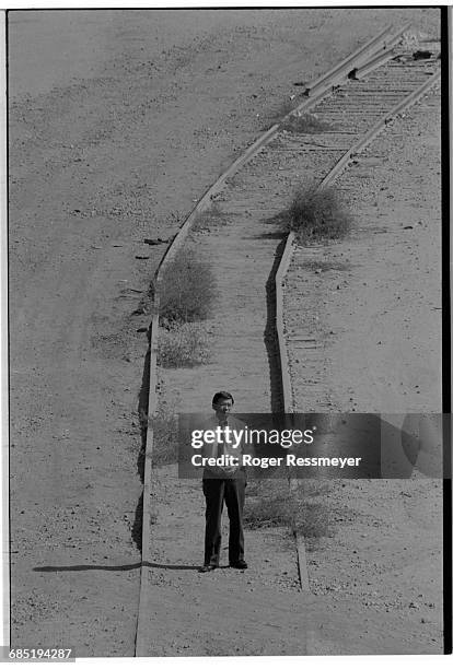 Congressman Norman Mineta stands at the spot at which he boarded the train which carried him to the internment camp at Santa Anita in 1942. Under...