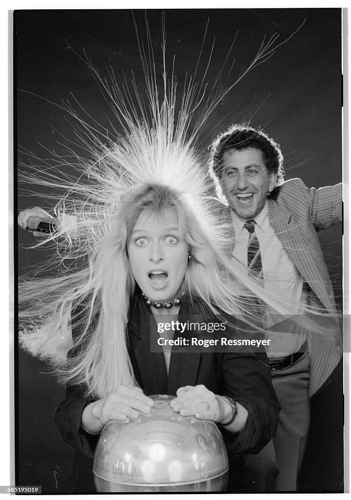 Woman Getting an Electrostatic Hairstyle
