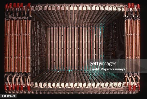 Inside a "stack" of circuit boards used in Cray supercomputers.