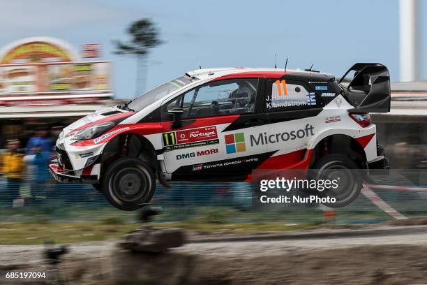 Juho Hanninen and Kaj Lindstrom in Toyota Yaris WRC of Toyota Gazoo Racing WRT in action during the SS2 Viana do Castelo of WRC Vodafone Rally de...