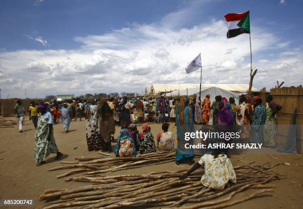 Picture shows South Sudanese refugees at a UN camp in al-Waral, in Sudan's White Nile state, south of Khartoum, on May 18 2017. More than 95,000...