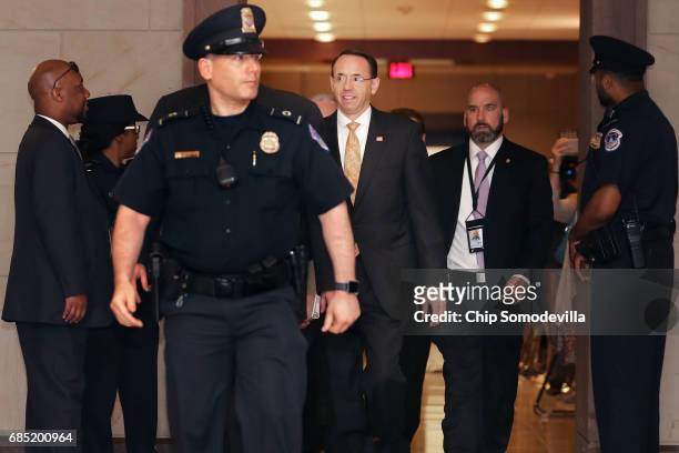 Deputy U.S. Attorney General Rod Rosenstein arrives for a closed-door briefing with members of the House of Representatives at the U.S. Capitol May...