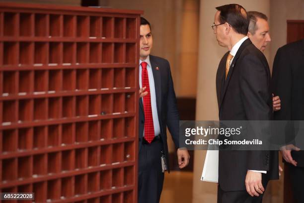 Deputy U.S. Attorney General Rod Rosenstein arrives for a closed-door briefing with members of the House of Representatives at the U.S. Capitol May...