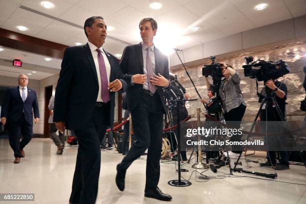 Rep. Beto O'Rourke and fellow House members arrive for a meeting with Deputy U.S. Attorney General Rod Rosenstein at the U.S. Capitol May 19, 2017 in...