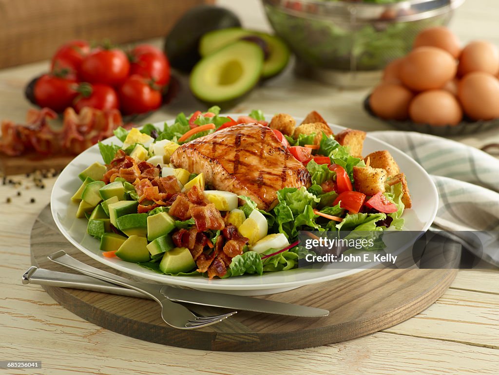 Rum Glazed Salmon Cobb Salad