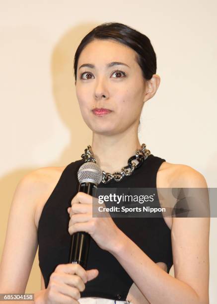 Actress Kazue Fukiishi attends opening day stage greeting of film 'Ouhi no Yakata' on April 25, 2015 in Tokyo, Japan.