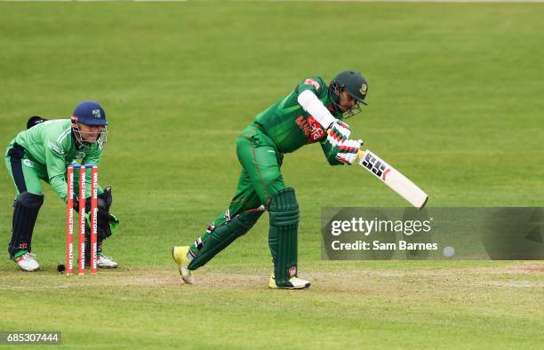 Dublin , Ireland - 19 May 2017; Soumya Sarkar of Bangladesh and Niall O'Brien of Ireland during the One Day International match between Ireland and...