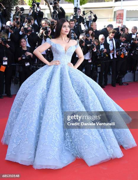 Aishwarya Rai Bachchan attends the "Okja" screening during the 70th annual Cannes Film Festival at Palais des Festivals on May 19, 2017 in Cannes,...