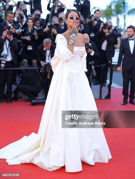 Rihanna attends the "Okja" screening during the 70th annual Cannes Film Festival at Palais des Festivals on May 19, 2017 in Cannes, France.