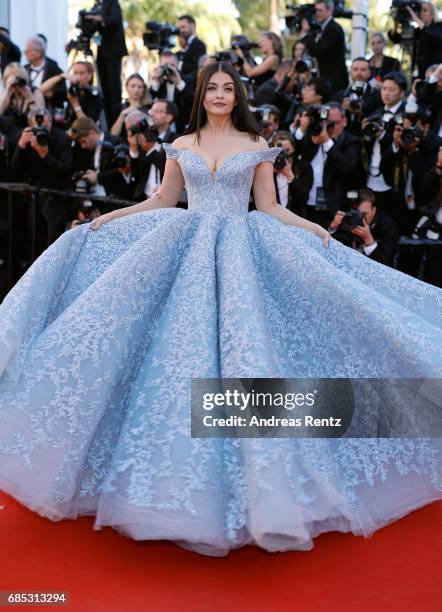 Aishwarya Rai Bachchan attends the "Okja" screening during the 70th annual Cannes Film Festival at Palais des Festivals on May 19, 2017 in Cannes,...