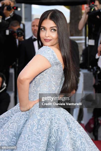 Aishwarya Rai Bachchan attends the "Okja" screening during the 70th annual Cannes Film Festival at Palais des Festivals on May 19, 2017 in Cannes,...