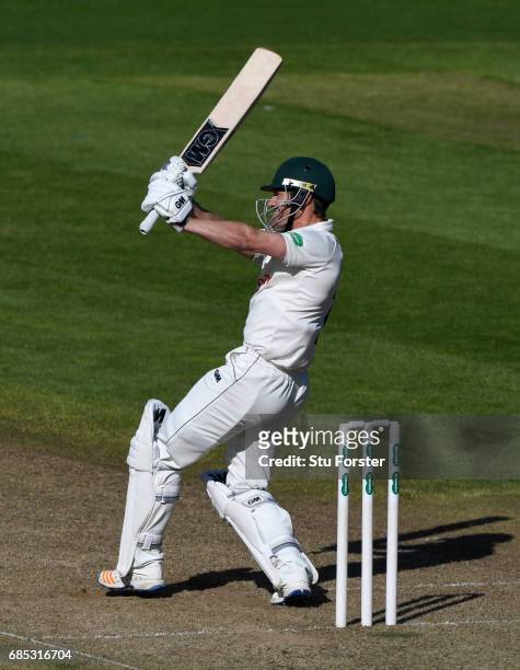 Notts batsman Chris Read hits out during Day One of the Specsavers County Championship Divsion Two match between Glamorgan and Nottinghamshire at...