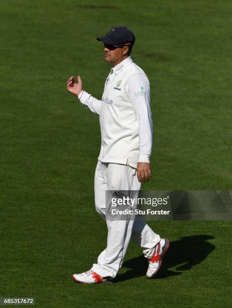 Glamorgan captain Jacques Rudolph sets his field during Day One of the Specsavers County Championship Divsion Two match between Glamorgan and...