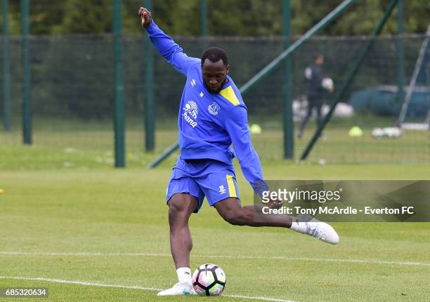Romelu Lukaku during the Everton FC training session at USM Finch Farm on May 19, 2017 in Halewood, England.