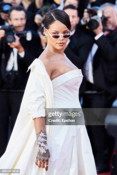Singer Rihanna attends the "Okja" screening during the 70th annual Cannes Film Festival at Palais des Festivals on May 19, 2017 in Cannes, France.